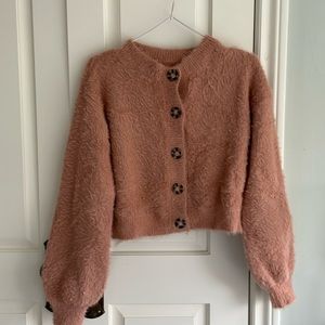 SHEIN pink cozy cropped cardigan